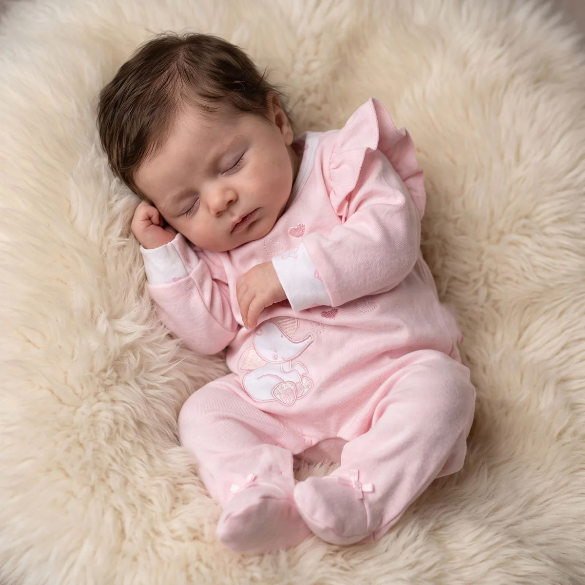 Lovely Elephant Heart Embroidery Long Sleeve Baby Girl Jumpsuit