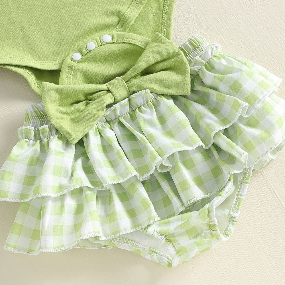 4PCS Christmas Heart and Plaid Printed Long Sleeve Baby Girl Set