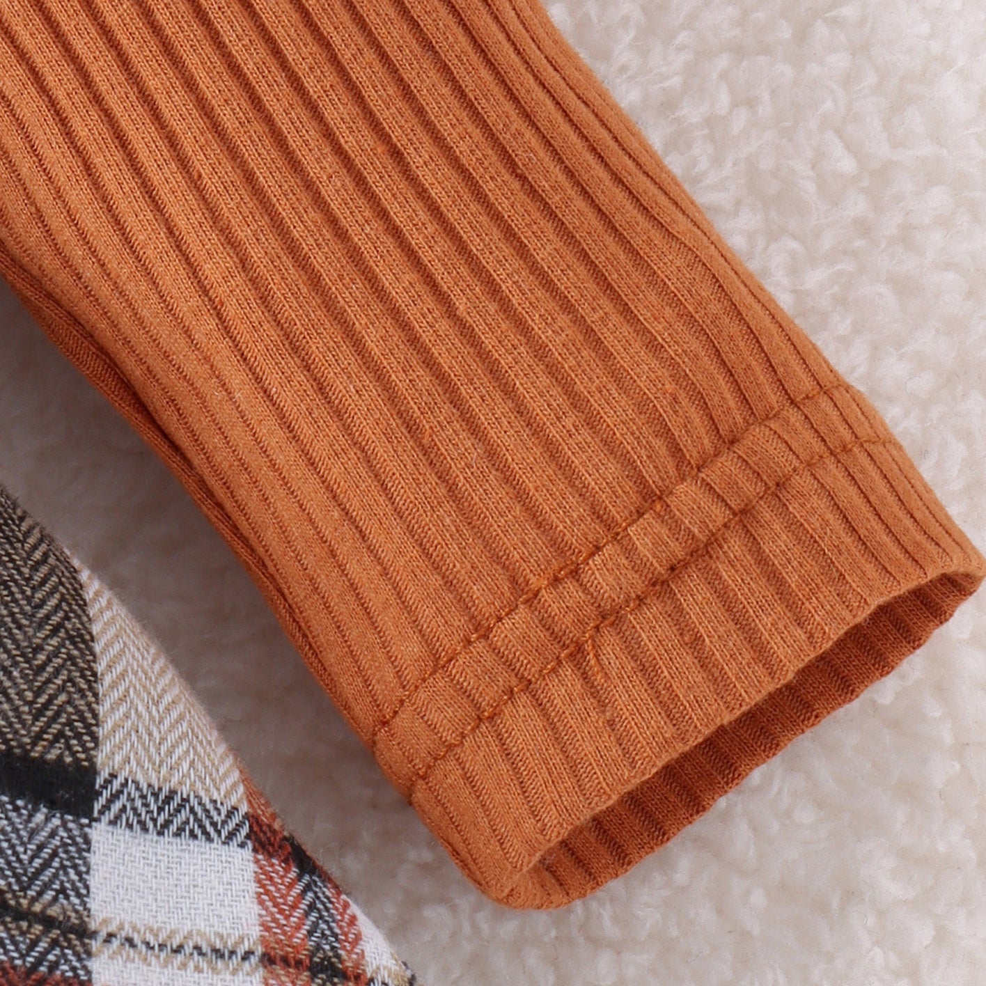 2PCS Lovely Plaid Print Long Sleeve Baby Romper