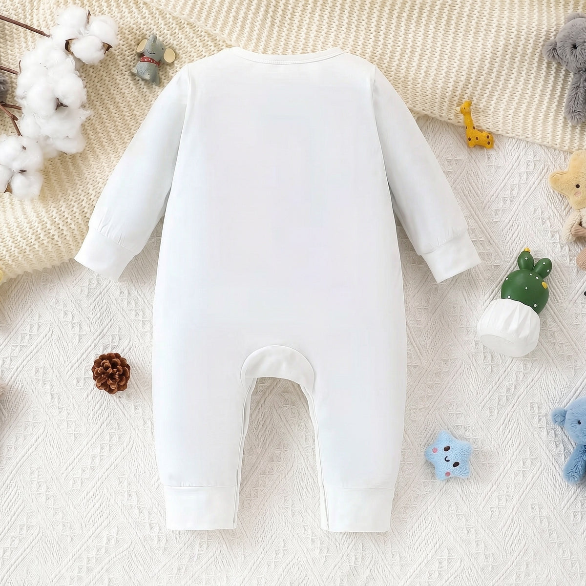 Casual Mimi's Boy Letter Heart Print Long Sleeve Baby Jumpsuit