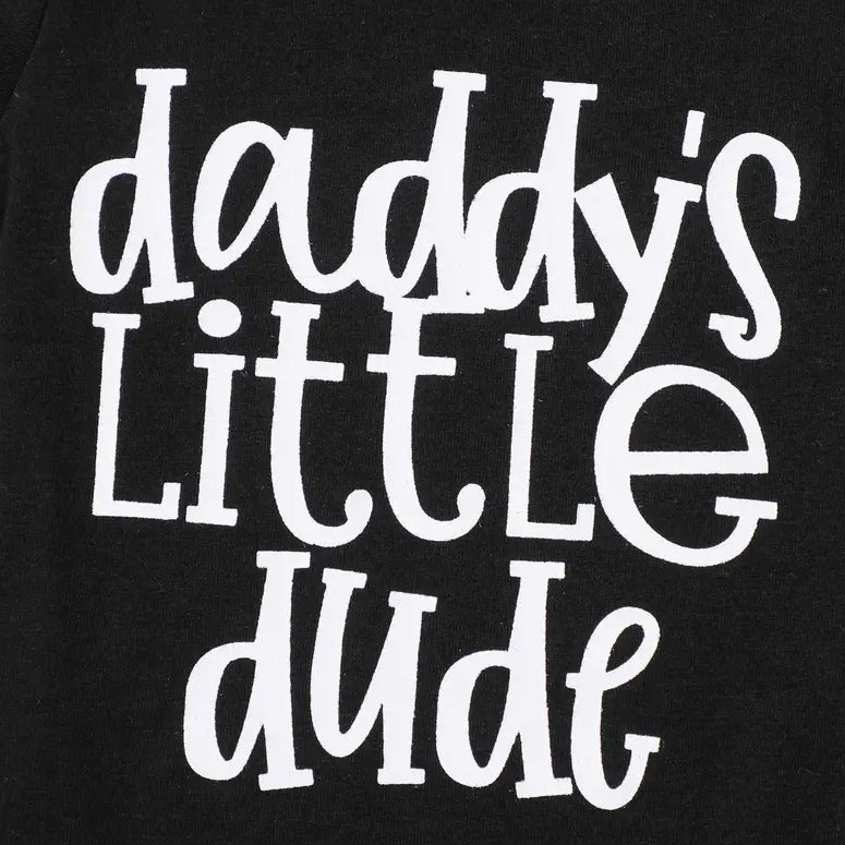 3PCS Daddy's Little Dude Letter Striped Printed Long Sleeve Baby Set