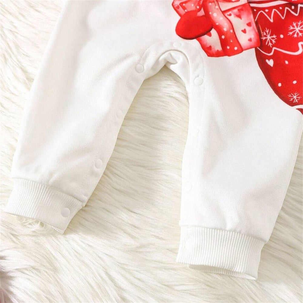 Casual Wapiti Print Long Sleeve Christmas Baby Jumpsuit