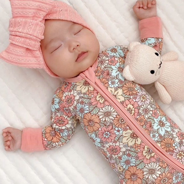 Comfy Allover Floral Print Zipper Baby Jumpsuit