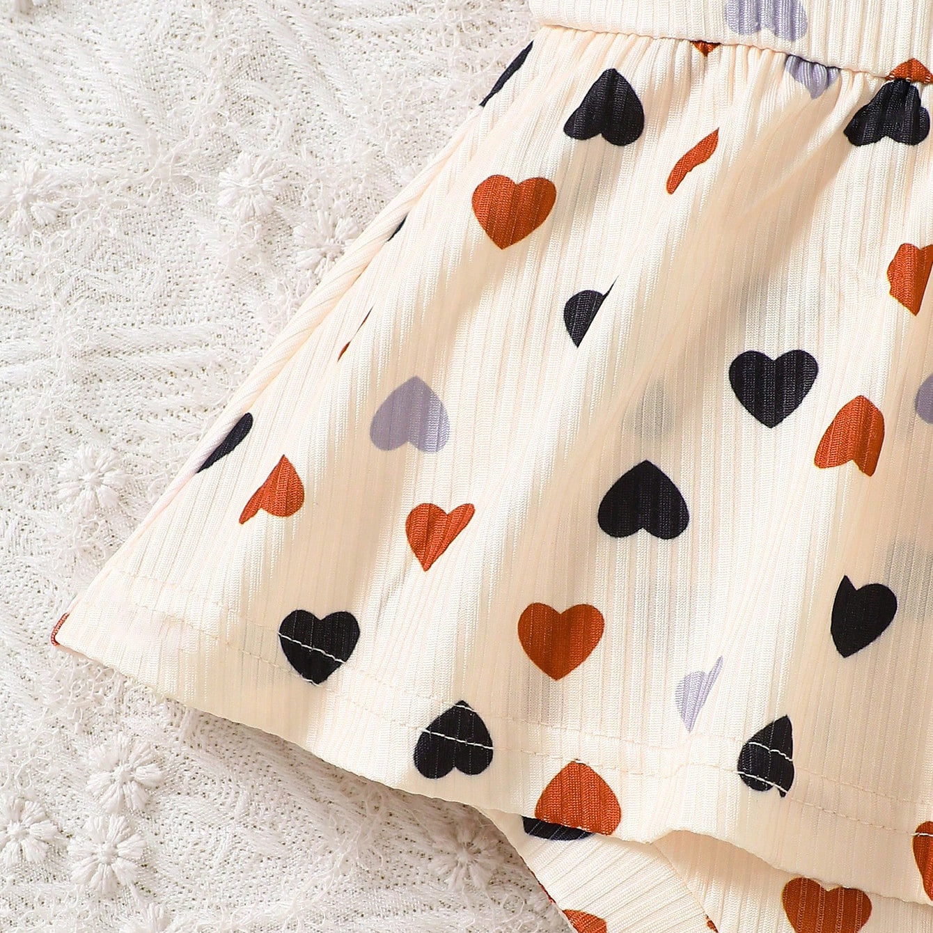 2PCS Cute Heart Printed Sleeveless Baby Girl Romper