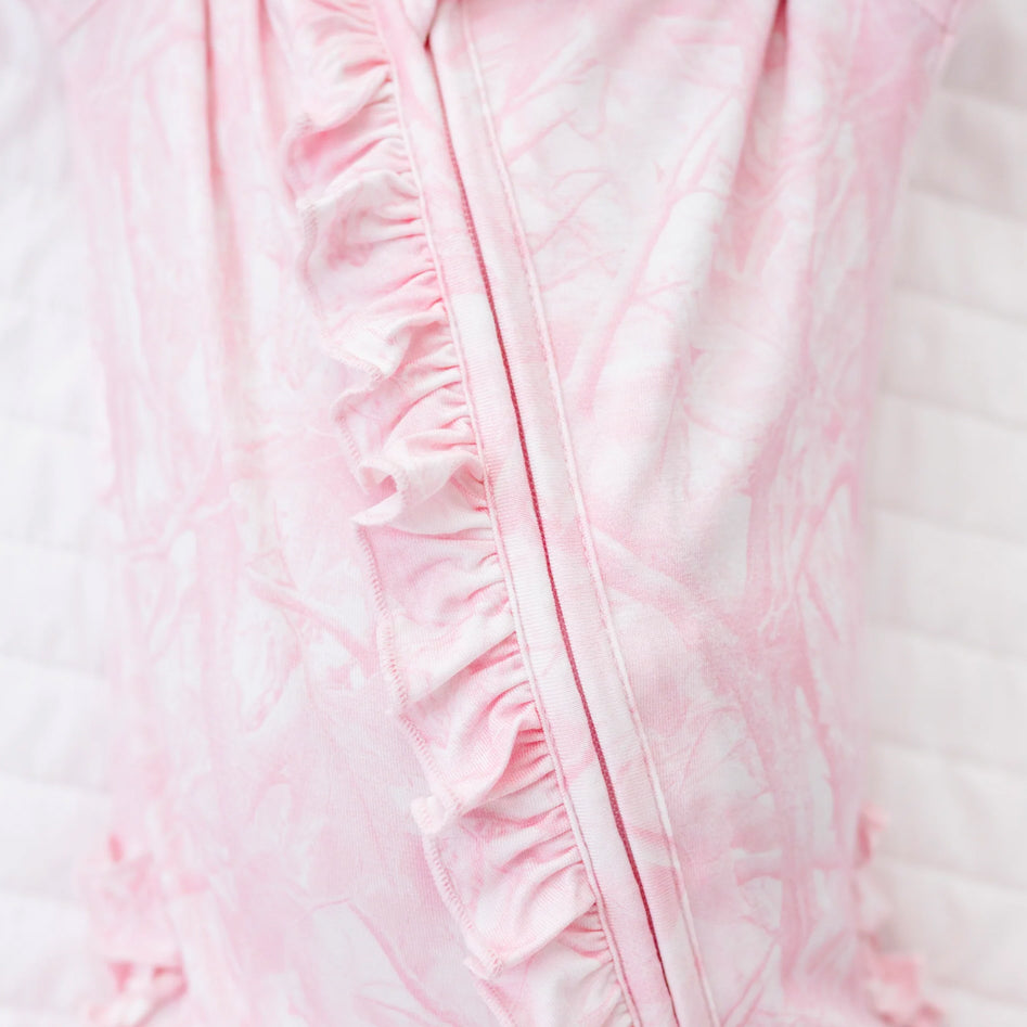2PCS Sweet Floral Print Ruffle Zipper Long Sleeve Baby Jumpsuit