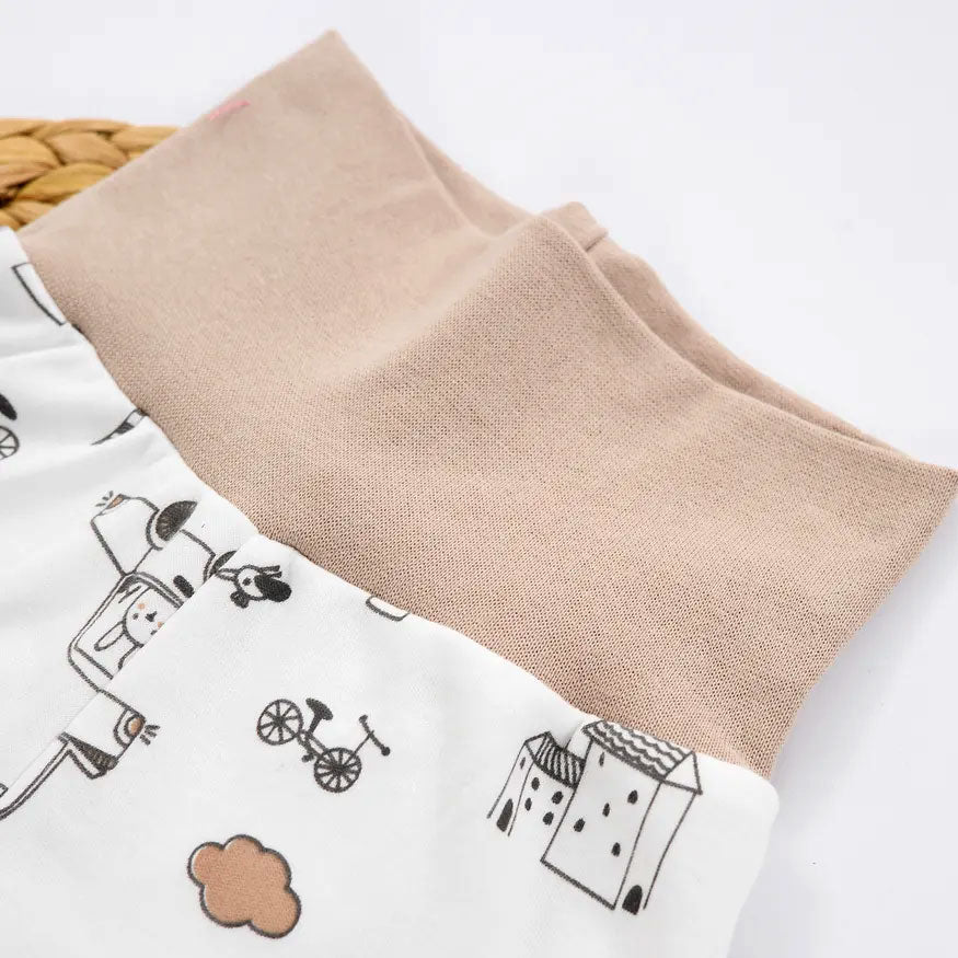2PCS Funny Letter and Cartoon Travel-Themed Print Baby Set