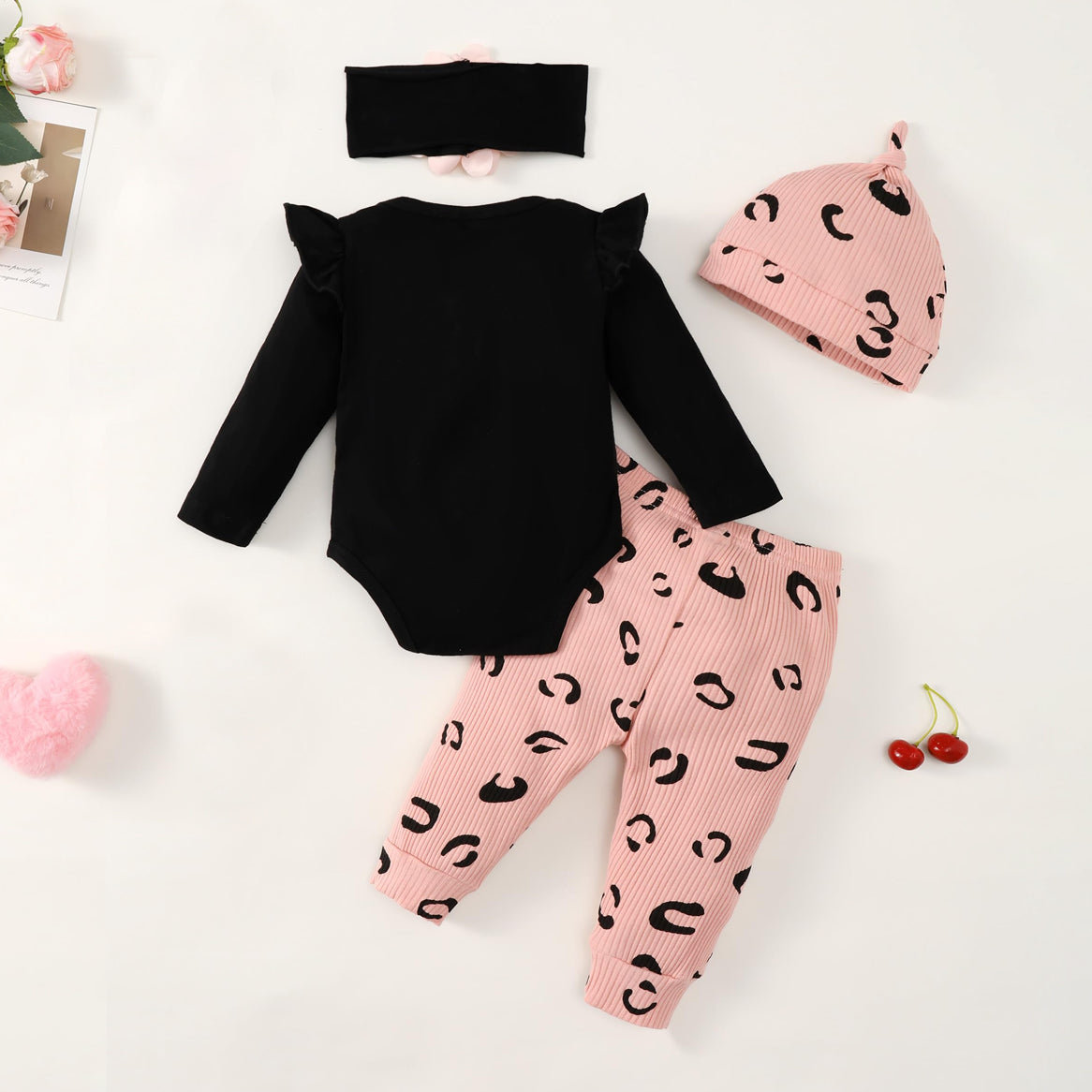 4PCS Daddy's Girl Mommy's World Letter Circles Printed Baby Set