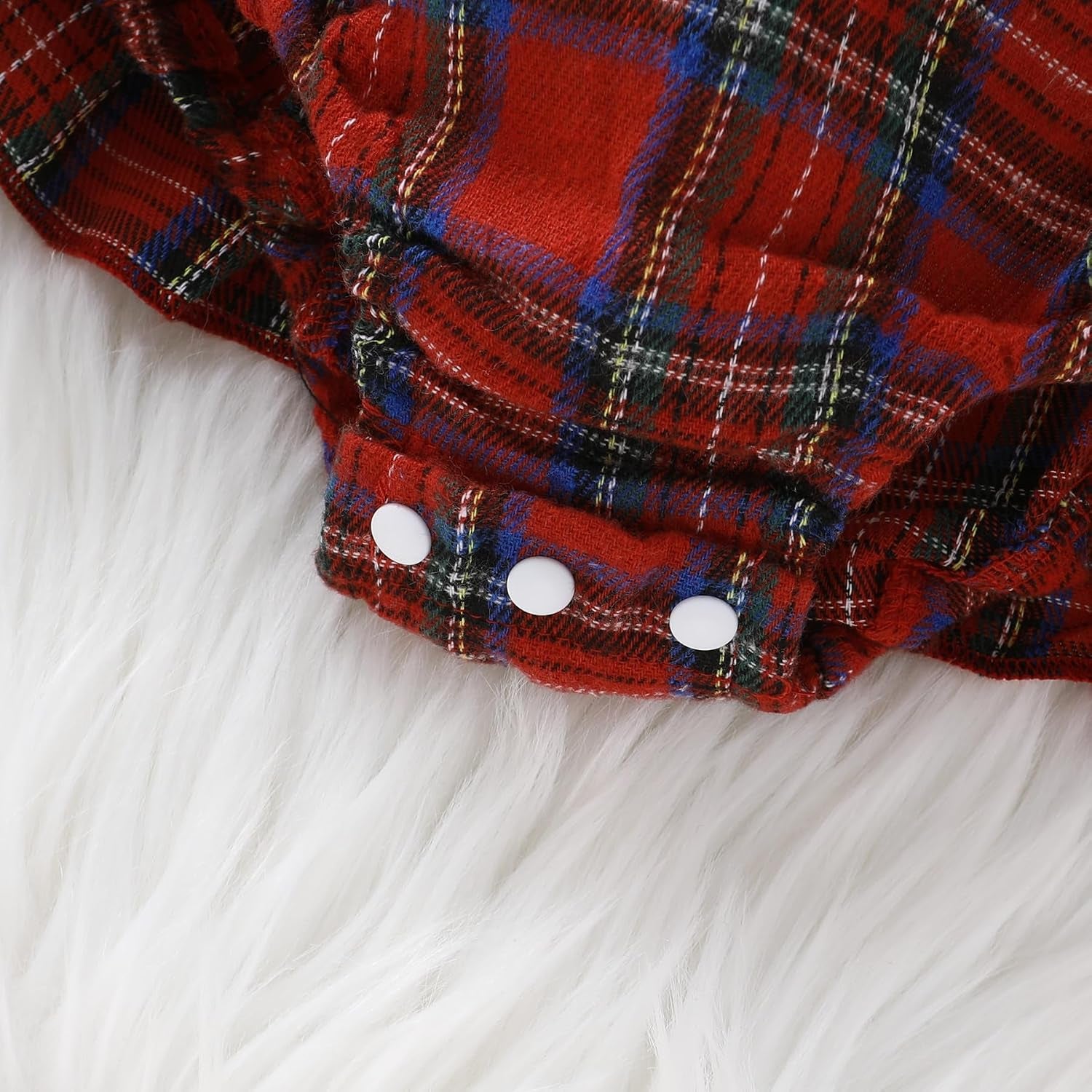2PCS Festive Retro Plaid Printed Long Sleeve Baby Girl Romper