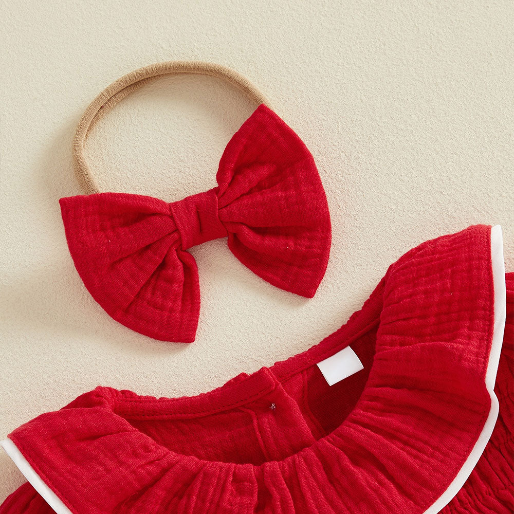2PCS Christmas Santa Claus Tree Applique Long Sleeve Baby Romper