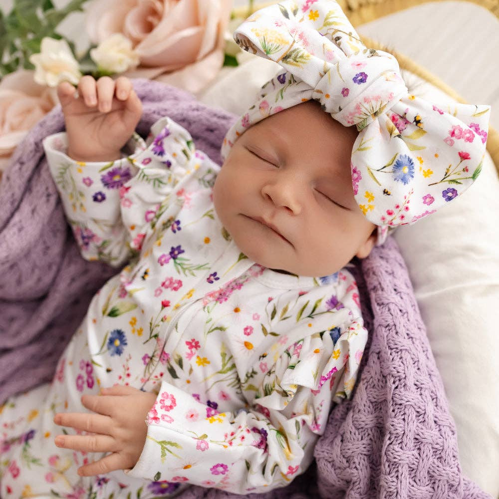 2PCS Quirky Floral Printed Long Sleeve Zipper Baby Jumpsuit