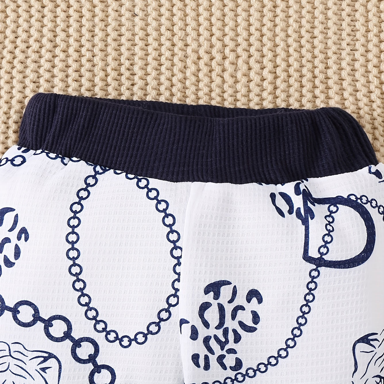 3PCS Cool Tiger and Chains Printed Long Sleeve Baby Boy Set
