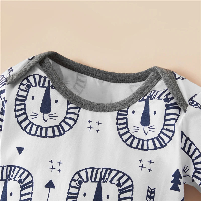 Casual Tribal Lion and Arrow Print Long Sleeve Baby Jumpsuit