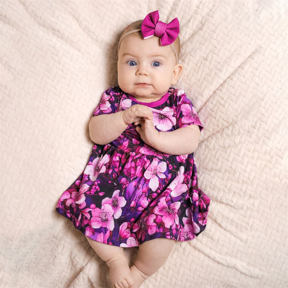 2PCS Trend Floral Printed Short Sleeve Baby Romper