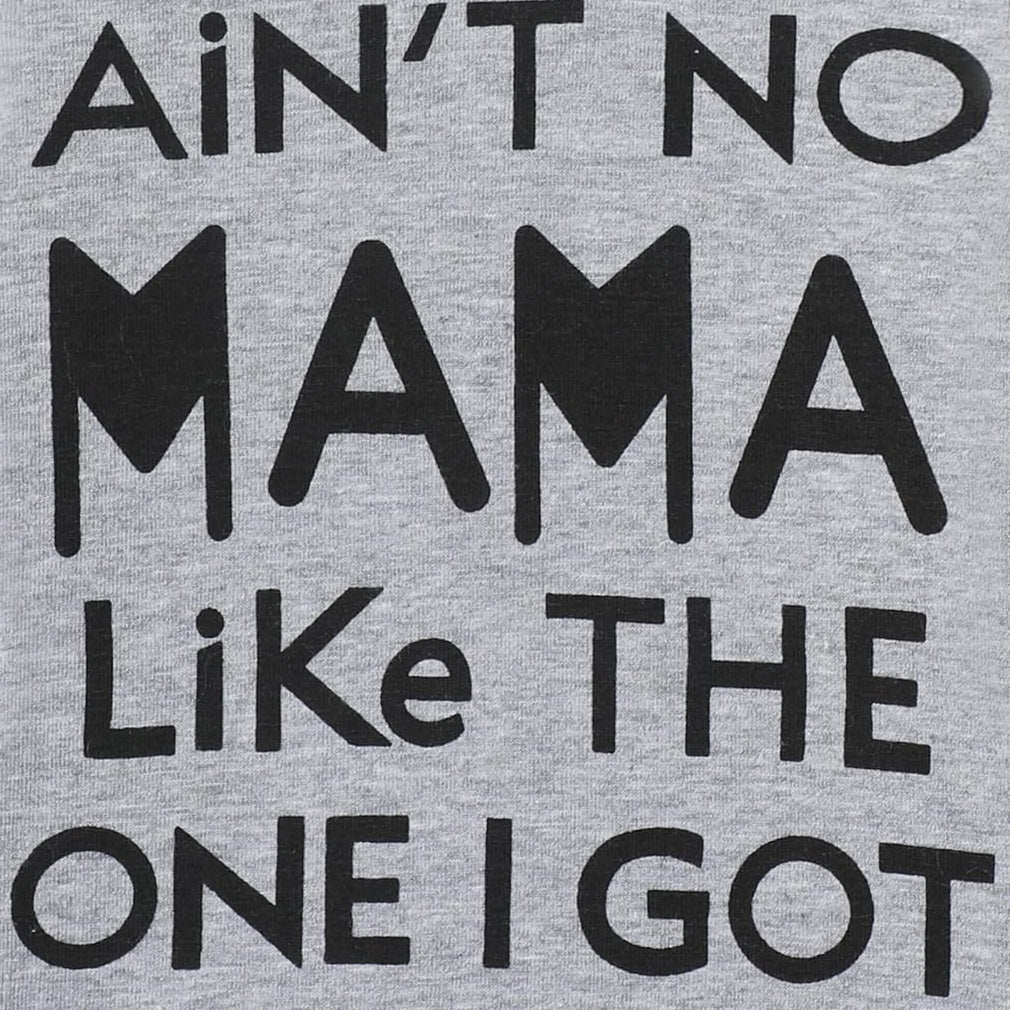 2PCS Ain't No Mama Letter Irregular Line Grid Print Hoodie Baby Set