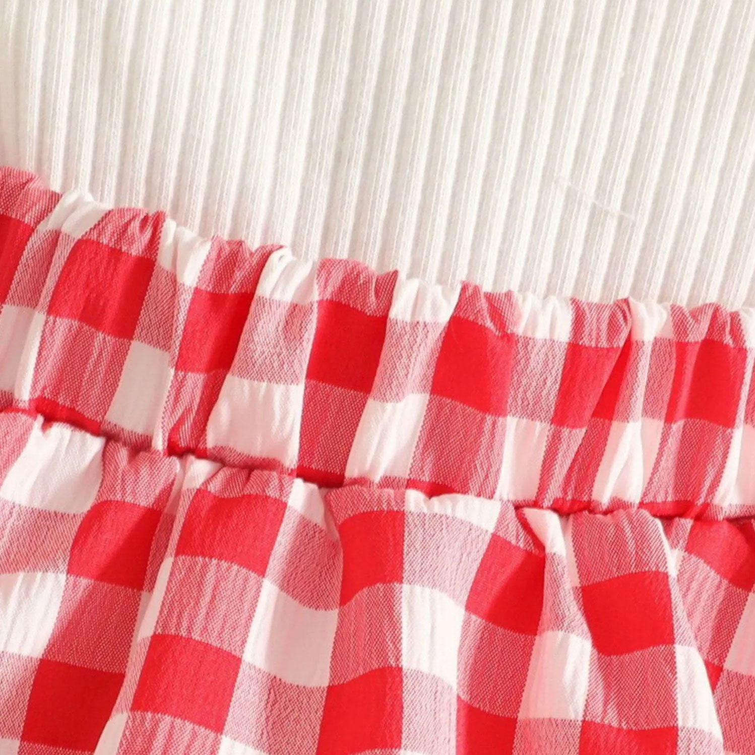 3PCS Sweet Color Block Plaid Printed Short Sleeve Baby Romper