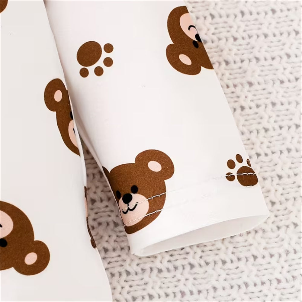 3PCS Mama's Cute Little Bear Letter Print Long Sleeve Baby Set