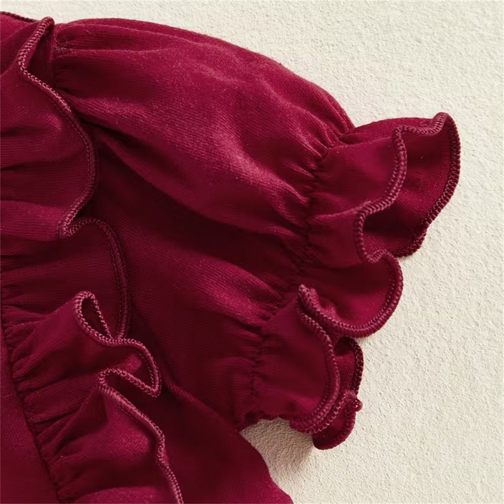 Casual Cherry Printed Bow Short Sleeve Baby Romper