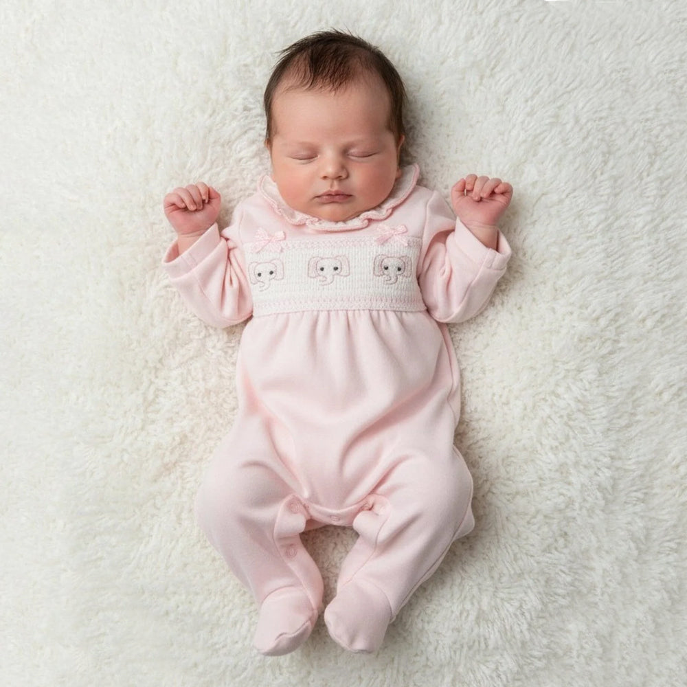 Lovely Elephant Embroidery Long Sleeve Velvet Baby Jumpsuit