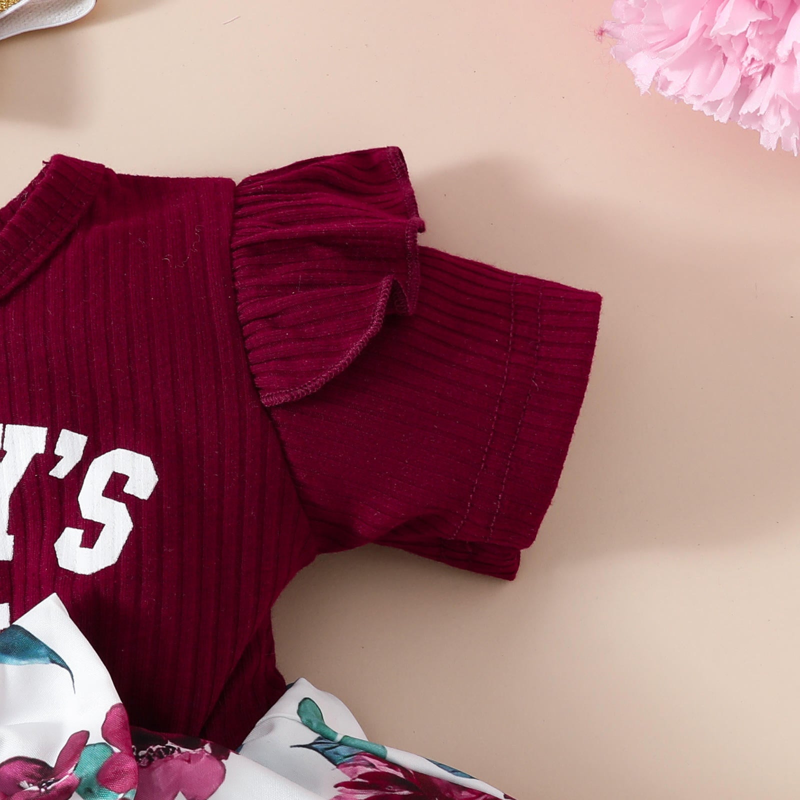 2PCS Daddy's Girl Letter Floral Print Short Sleeve Baby Romper