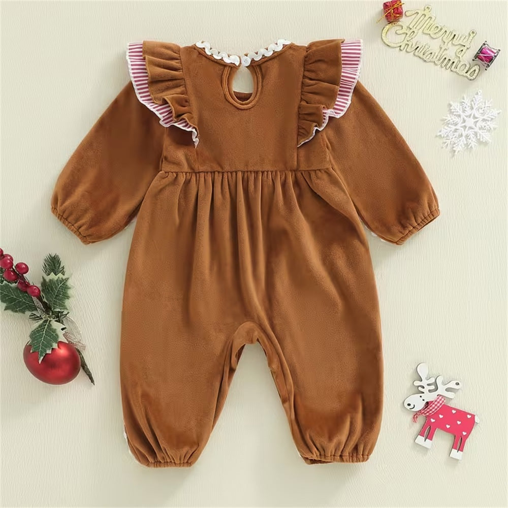 Christmas Gingerbread Decor Long Sleeve Baby Jumpsuit