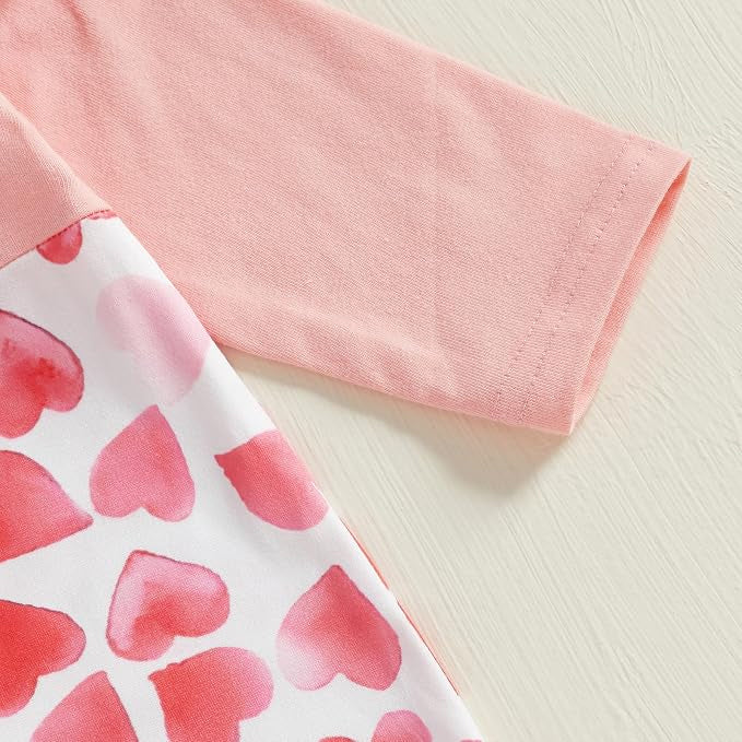 Lovely Heart Print Long Sleeve Ruffle Baby Jumpsuit