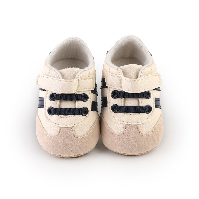 Striped Design Velcro Non Slip Sole Baby Shoes