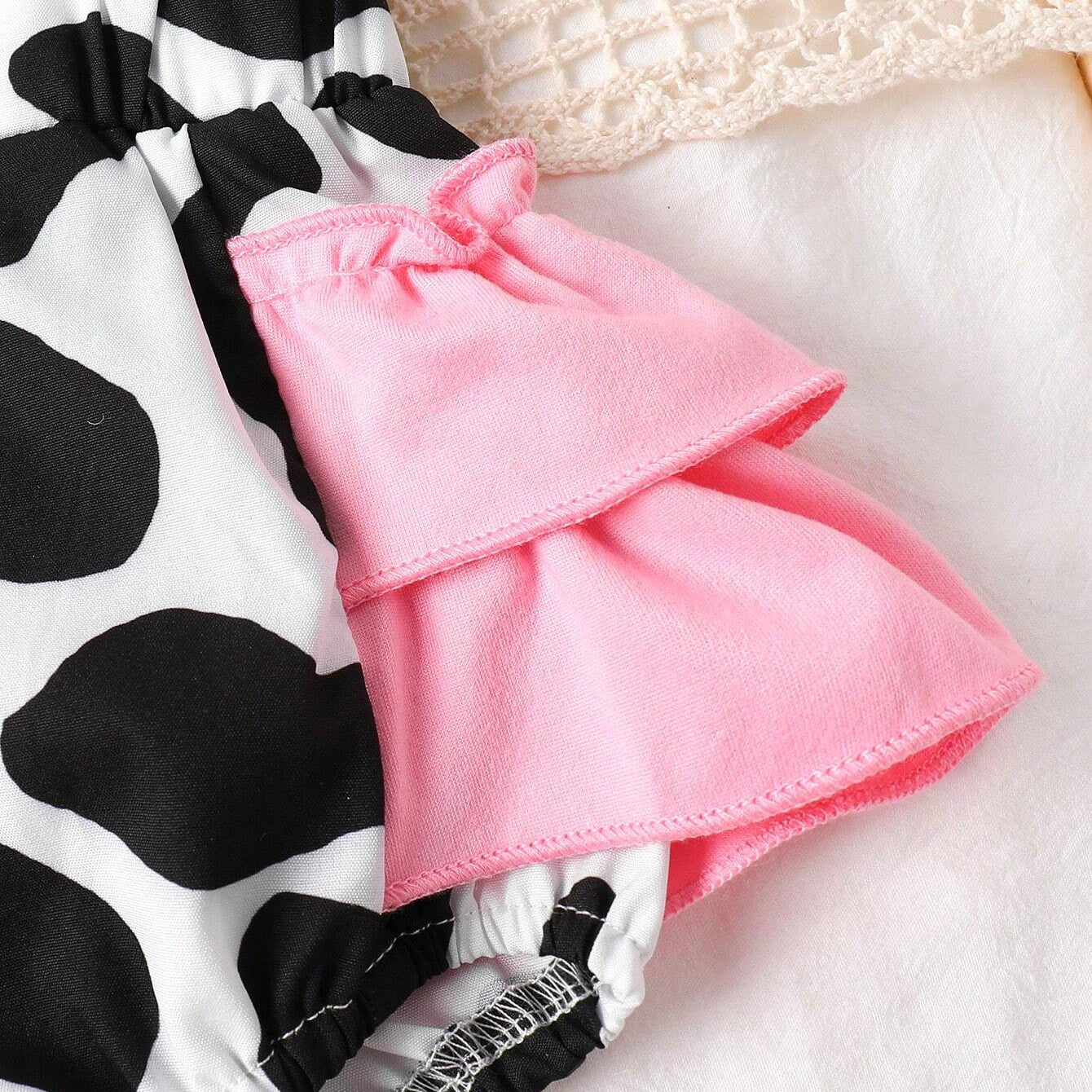 2PCS Lovely Cow Printed Long Sleeve Baby Romper