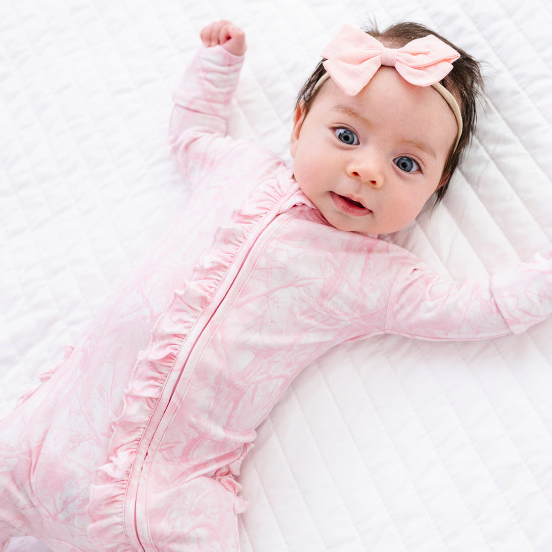 2PCS Sweet Floral Print Ruffle Zipper Long Sleeve Baby Jumpsuit