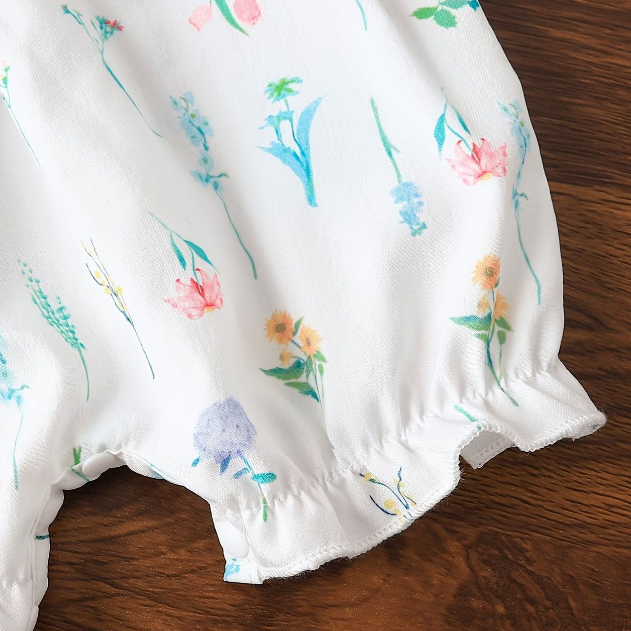 2PCS Graceful Floral Print Flutter Sleeve Baby Girl Jumpsuit