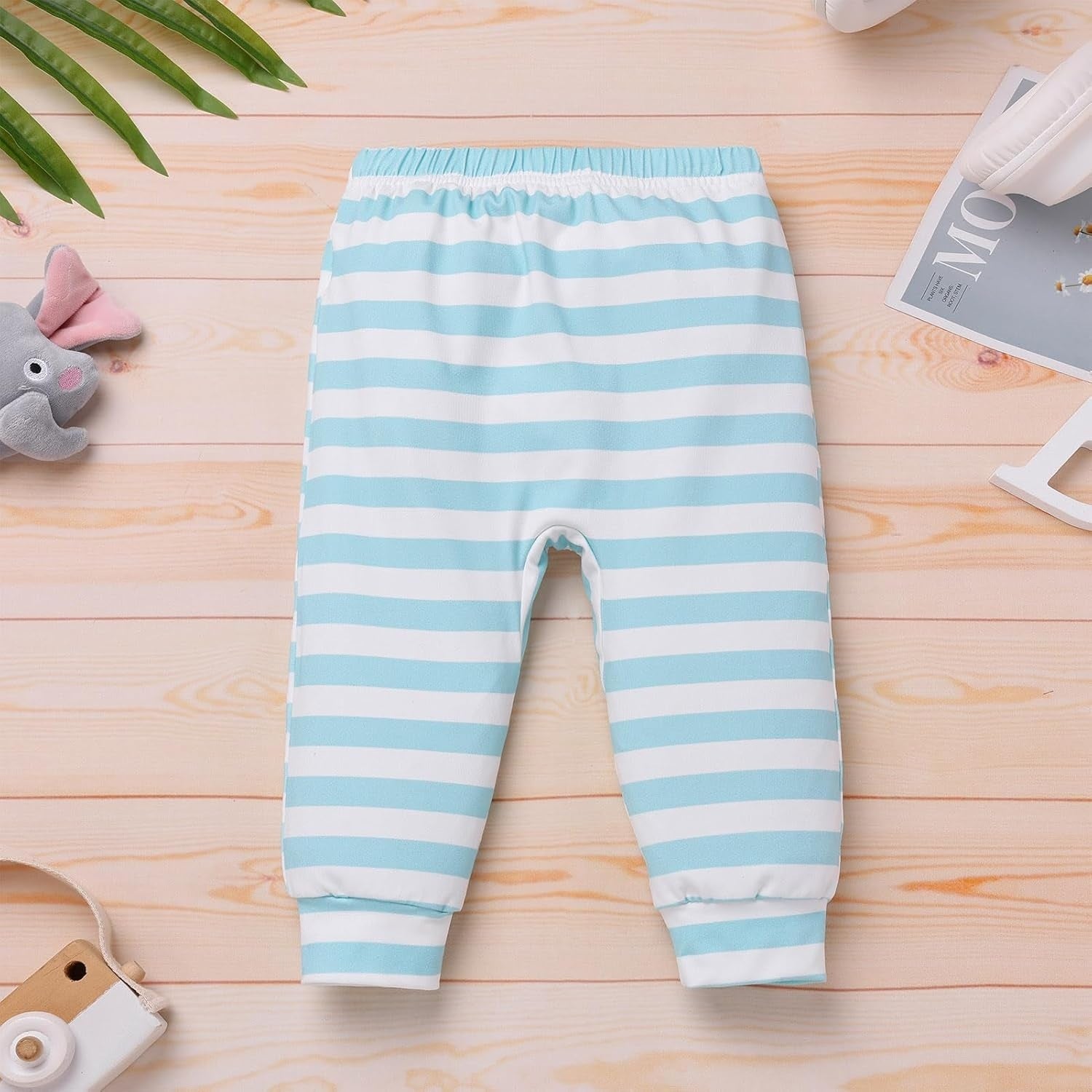 2PCS It's A Boy Letter Elephant Stripe Printed Hoodie Baby Set