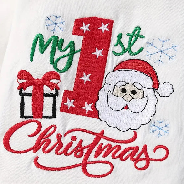 3PCS My 1st Christmas Letter Printed Long Sleeve Baby Set