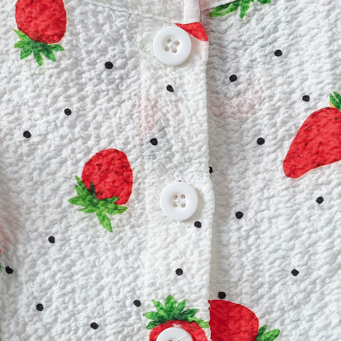 2PCS Bubbly Strawberry Print Long Sleeve Baby Jumpsuit