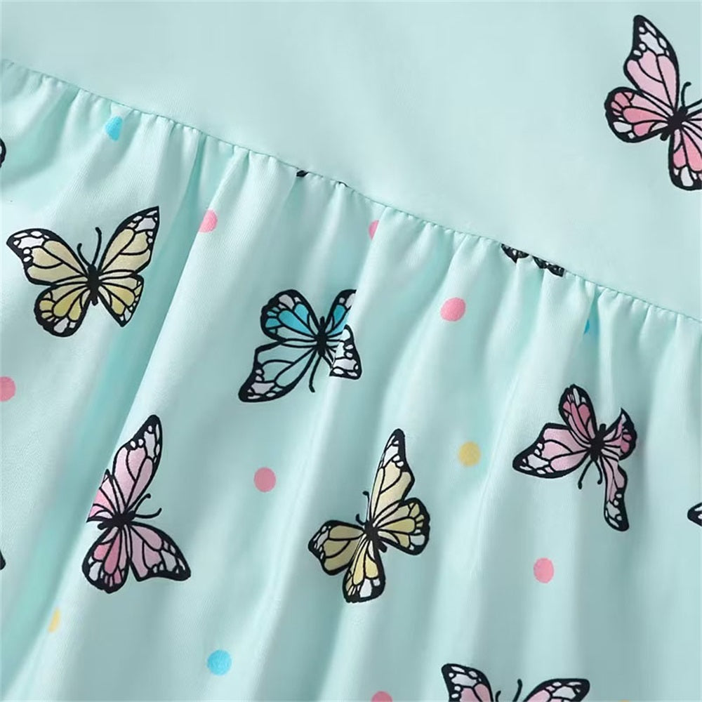 2PCS Comfy Butterfly Print Long Sleeve Baby Jumpsuit