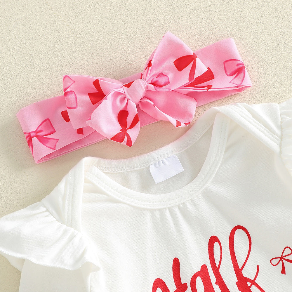 4PCS Half Way To One Letter Bow Print Long Sleeve Baby Set