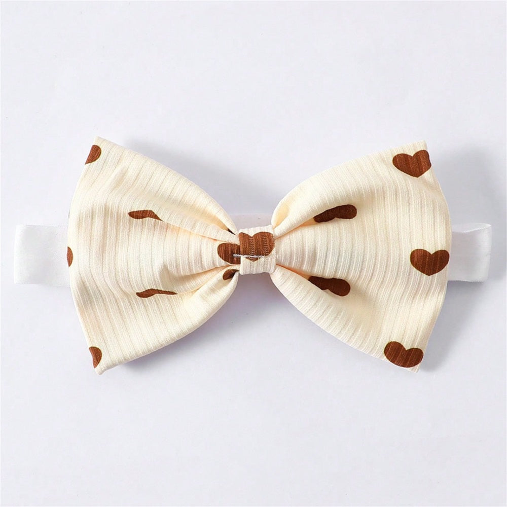 3PCS Cute Heart Print Frill Trim Long Sleeve Baby Set