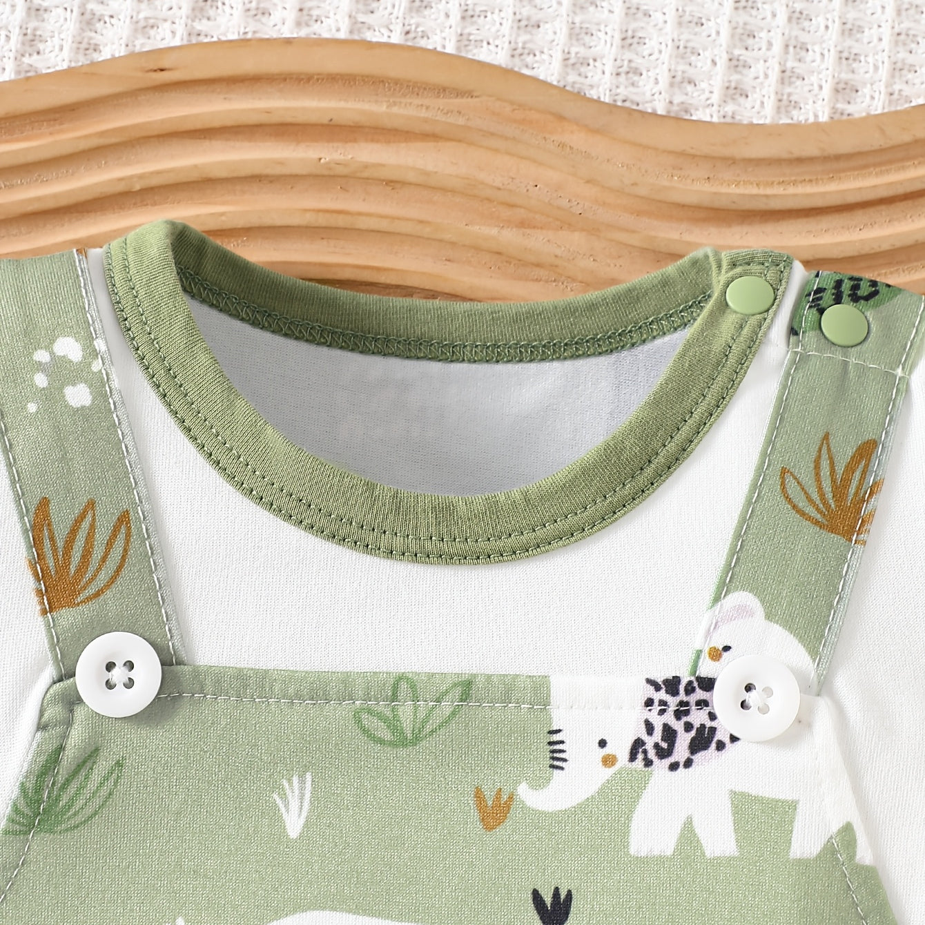 Cute Fake Two-Piece Animal Print Short Sleeve Baby Jumpsuit