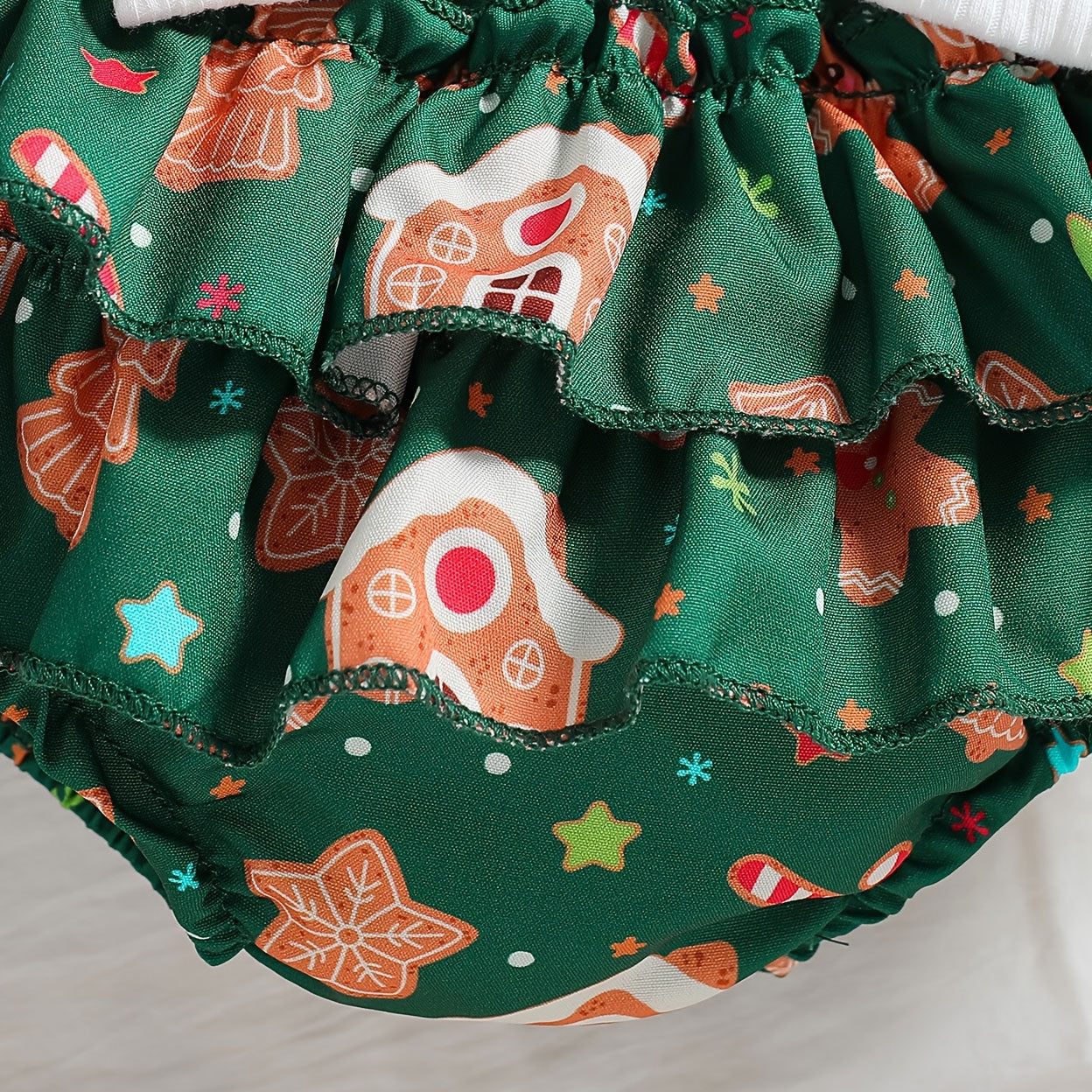 4PCS My 1st Christmas Letter Gingerbread Printed Baby Set