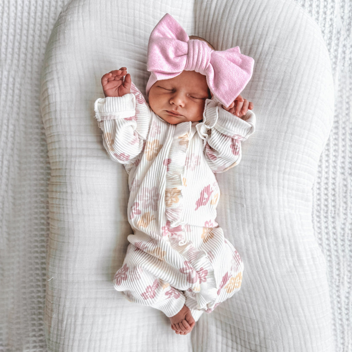 Cute Floral Printed Long Sleeve Zipper Baby Jumpsuit