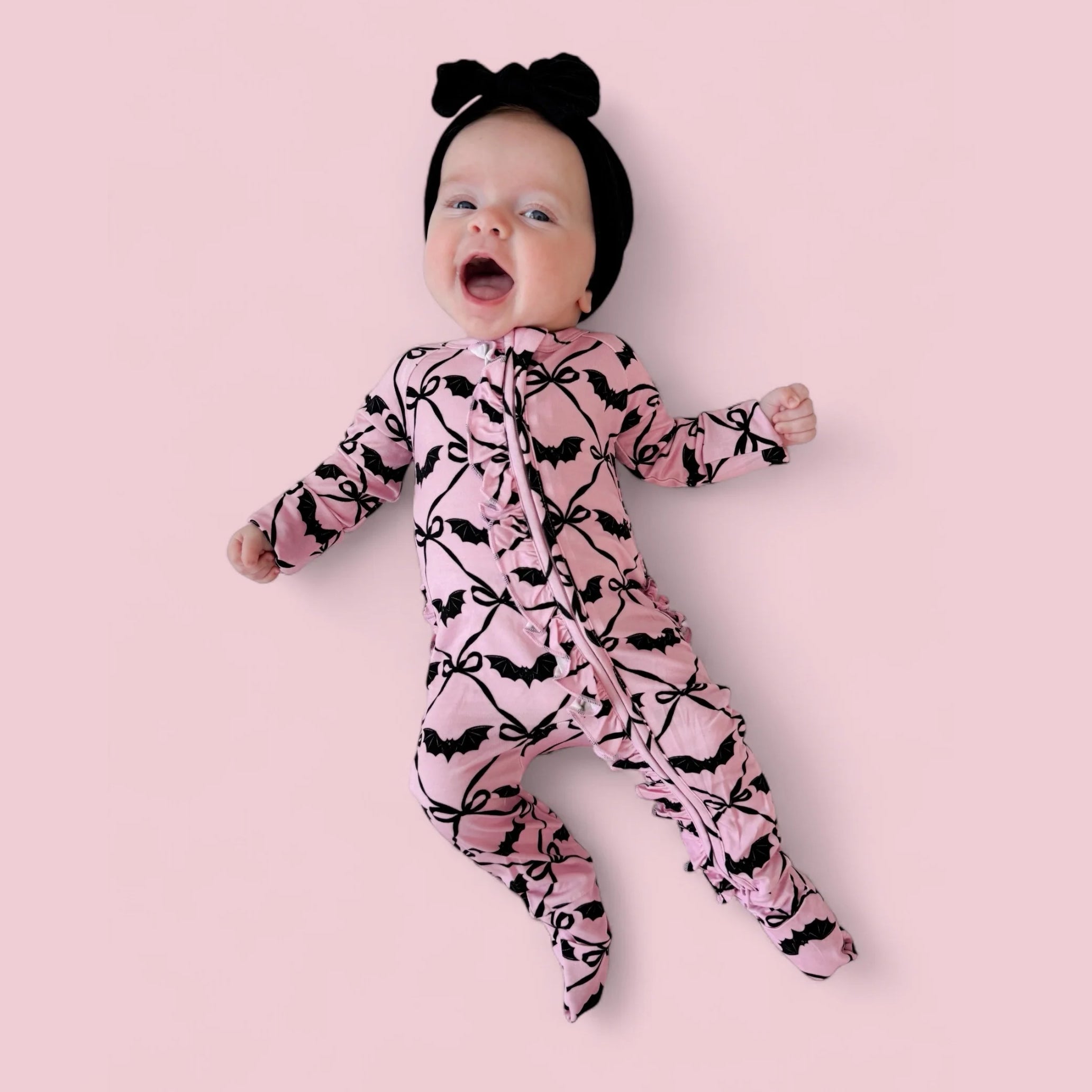 Halloween Bat Printed Zipper Baby Jumpsuit