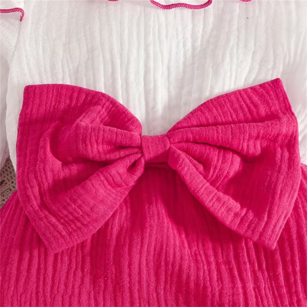 2PCS Stylish Color Clash Long Sleeve Baby Jumpsuit