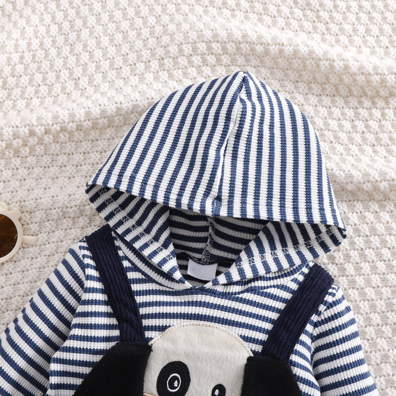 Lovely Dog Stripe Printed Long Sleeve Hooded Baby Jumpsuit