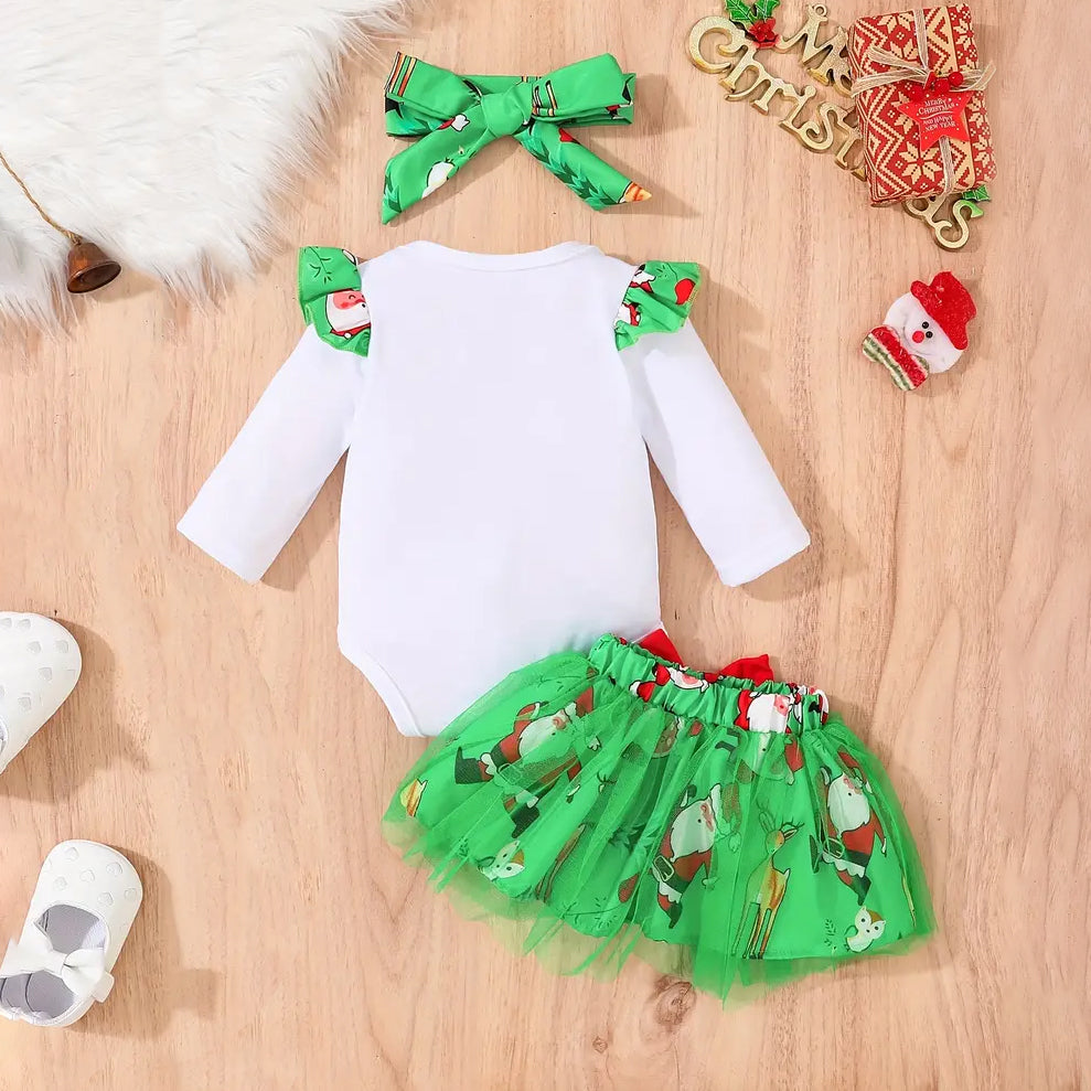 3PCS THE BABY WHO STOLE CHRISTMAS Letter Printed Long Sleeve Baby Set