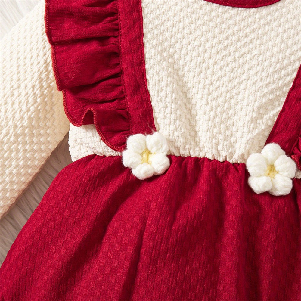 3PCS Stylish Color Blocking Long Sleeve Baby Romper