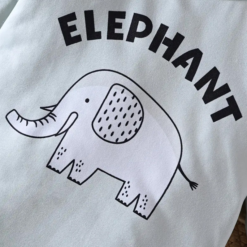 3PCS Cute Cartoon Elephant Letter Print Baby Set