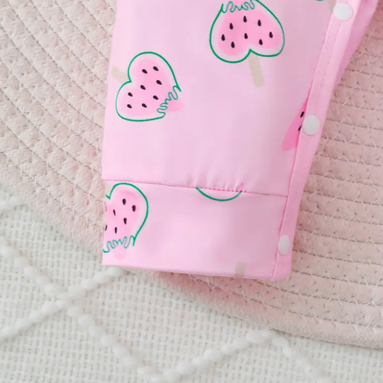 Lovely Watermelon Print Long Sleeve Baby Jumpsuit