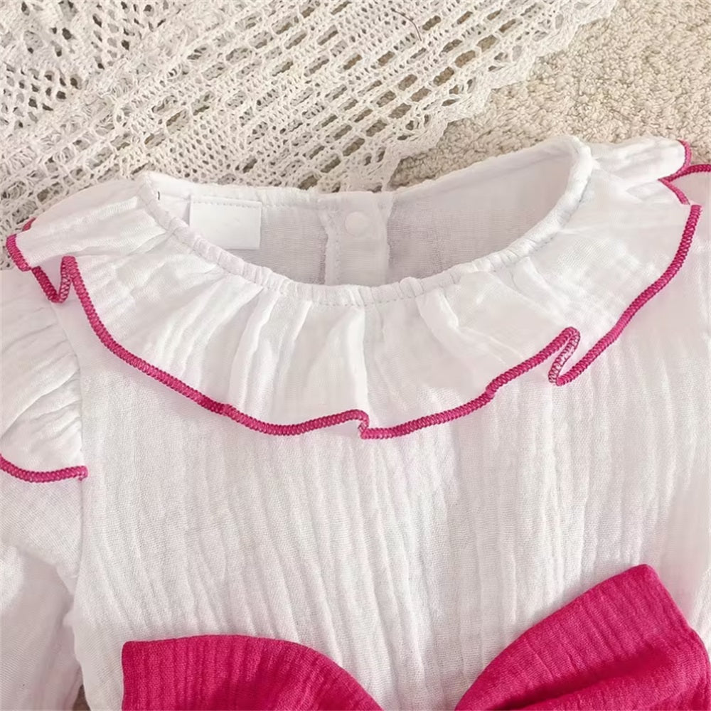 2PCS Stylish Color Clash Long Sleeve Baby Jumpsuit