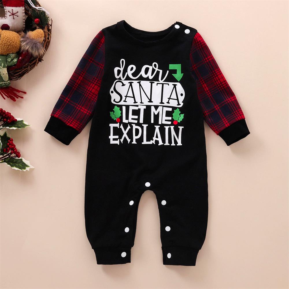 Dear Santa Let Me Explain Print Long Sleeve Baby Jumpsuit