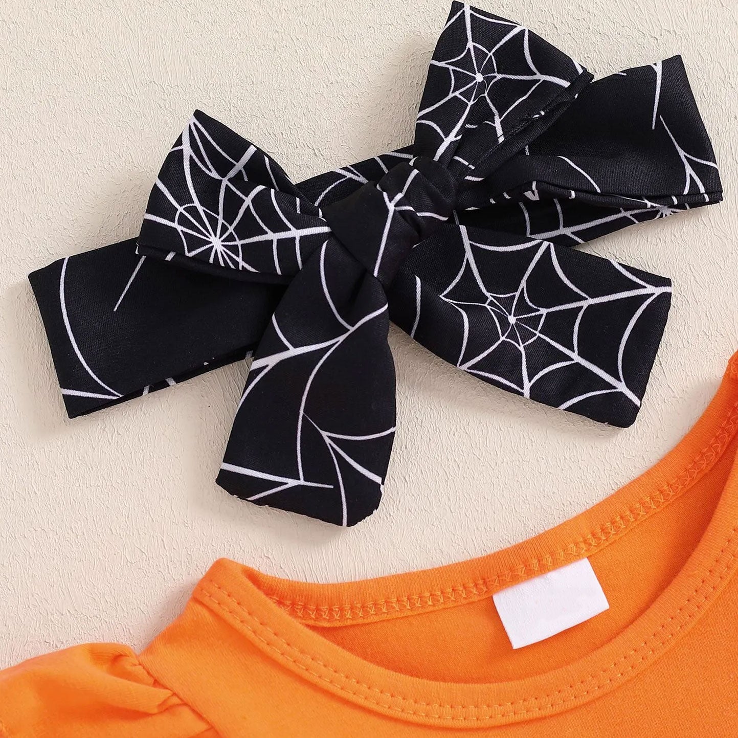 3PCS Halloween Pumpkin Bat Printed Long Sleeve Baby Set