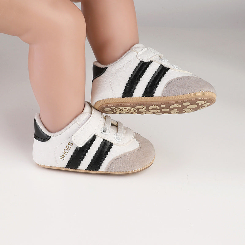 Striped Design Velcro Non Slip Sole Baby Shoes