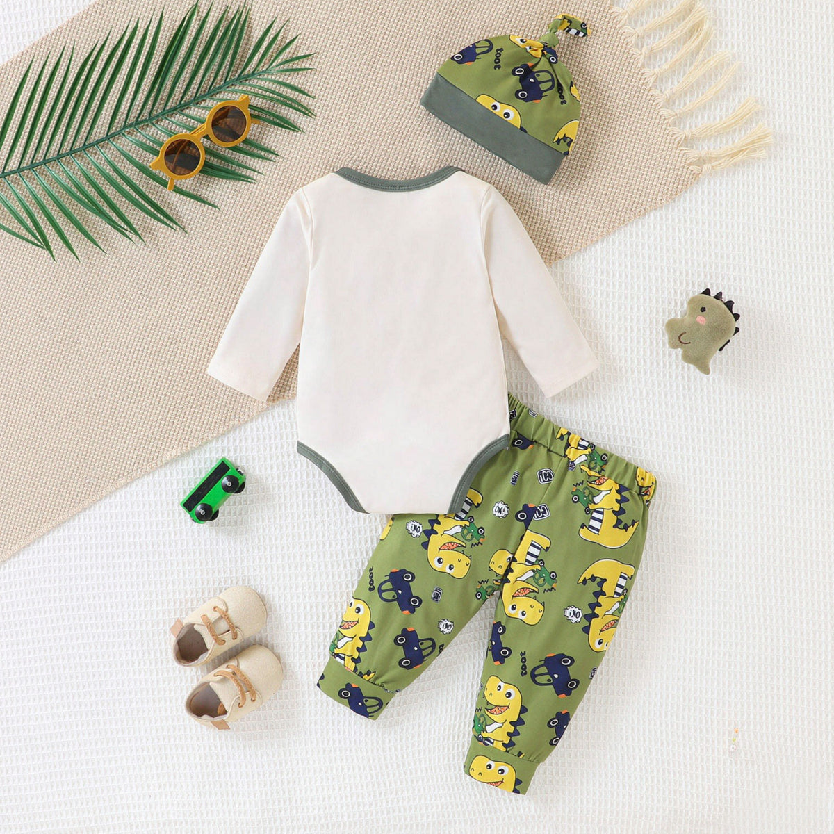 3PCS Adorable Dinosaur Print Long Sleeve Baby Set